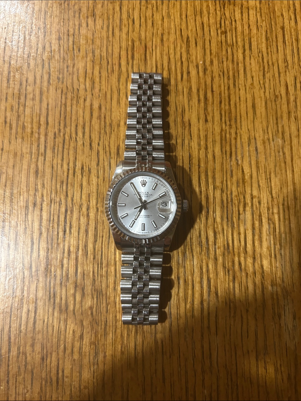 Rolex Silver Stainless Steel Mens Watch With Jubilee Bracelet
